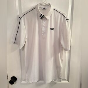 PXG Comfort Fit Fineline Polo White Mesh Black Small Golf Performance Wear
